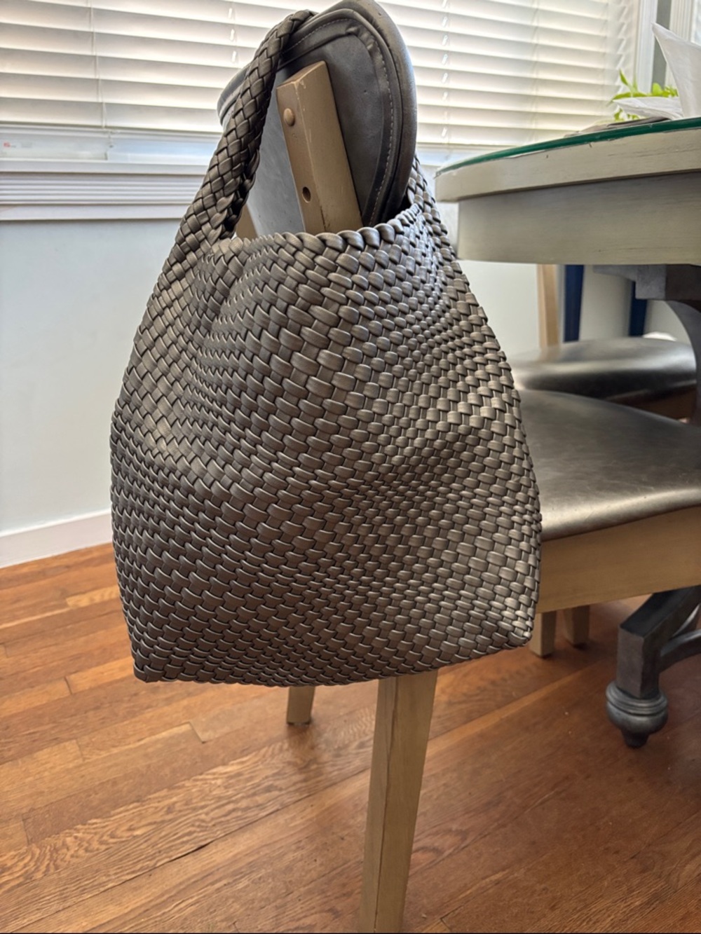 Woven Hobo Bag in Gray - Soft Shoulder Tote